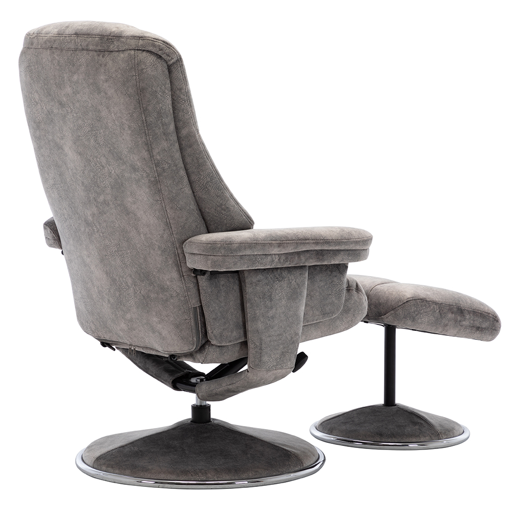 Dollis Fabric Recliner Chair With Stool In Elephant