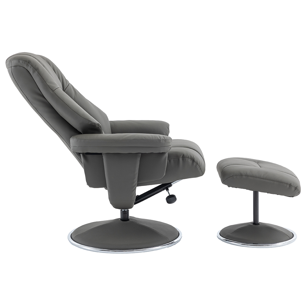 Dollis Leather Recliner Chair With Stool In Cinder
