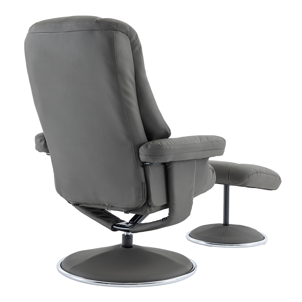 Dollis Leather Recliner Chair With Stool In Cinder