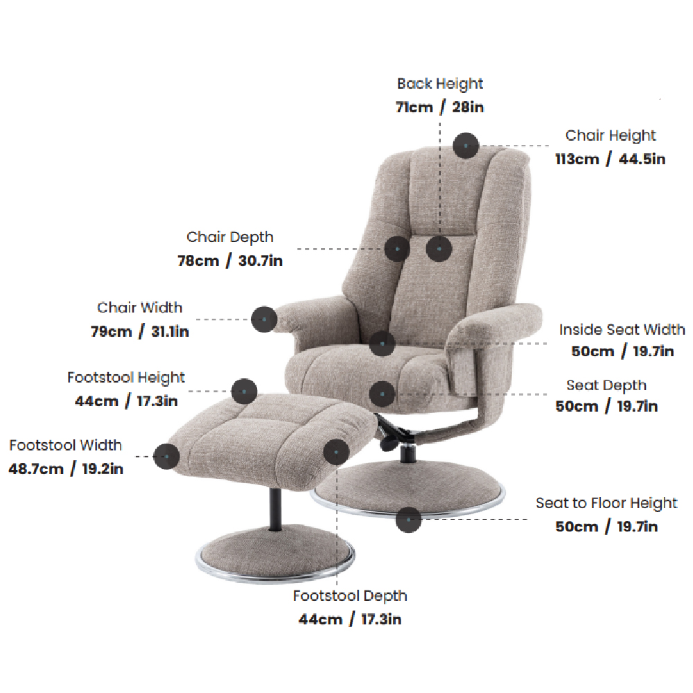 Dollis Leather Recliner Chair With Stool In Cinder
