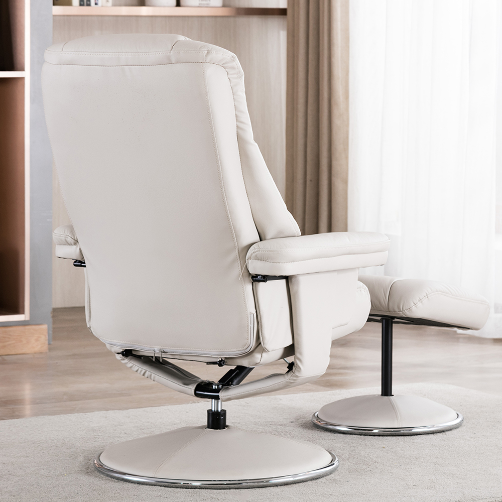Dollis Leather Recliner Chair With Stool In Mushroom