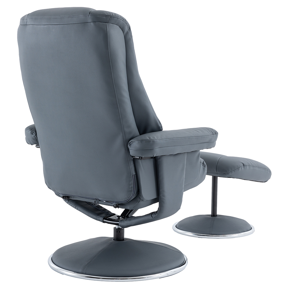 Dollis Leather Recliner Chair With Stool In Petrol Blue