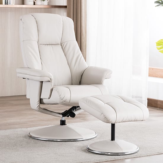 Dollis Leather Match Swivel Recliner Chair In Mushroom