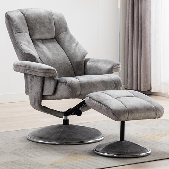 Dollis Fabric Swivel Recliner Chair And Footstool In Elephant_3