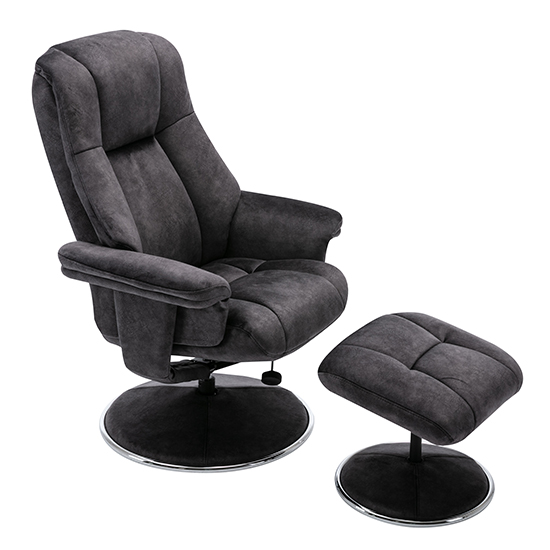 Dollis Fabric Swivel Recliner Chair And Footstool In Liquorice_2