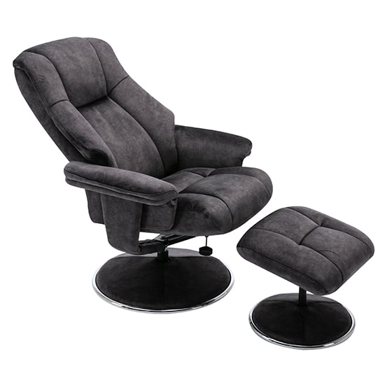 Dollis Fabric Swivel Recliner Chair And Footstool In Liquorice_3
