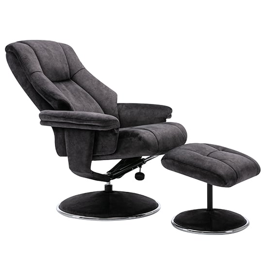 Dollis Fabric Swivel Recliner Chair And Footstool In Liquorice_4