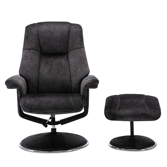 Dollis Fabric Swivel Recliner Chair And Footstool In Liquorice_7