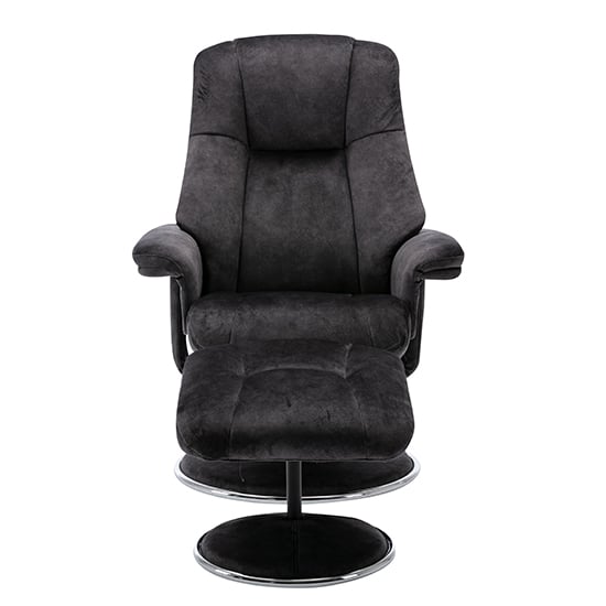Dollis Fabric Swivel Recliner Chair And Footstool In Liquorice_8