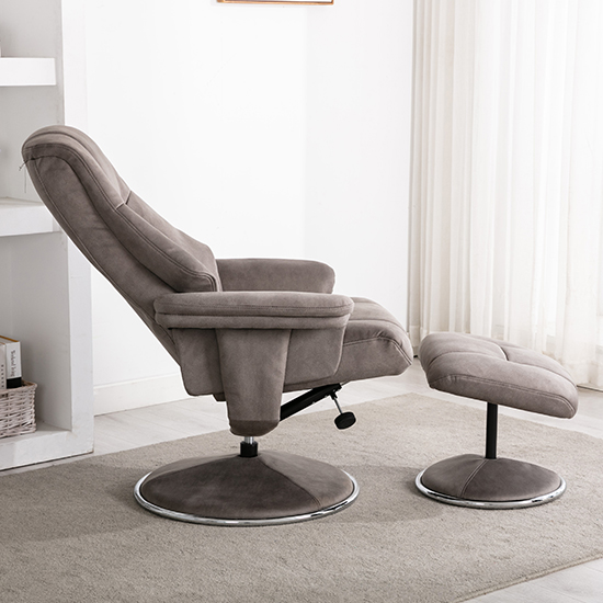 Dollis Fabric Swivel Recliner Chair And Footstool In Rhino Furniture