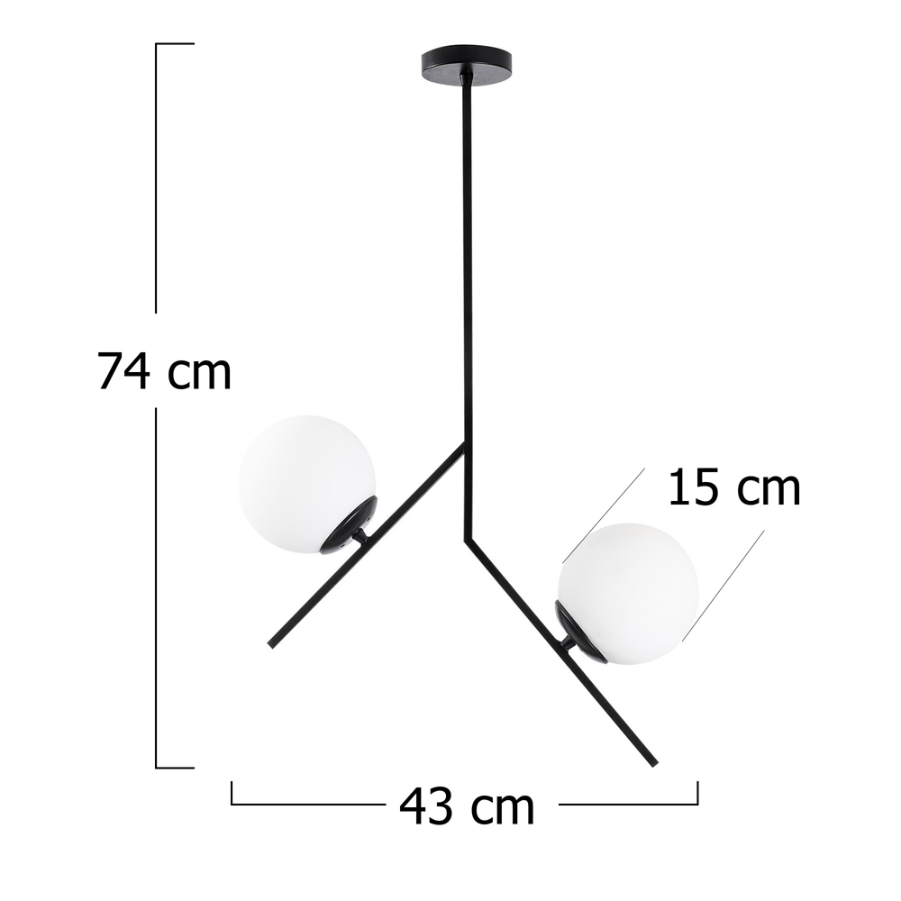 Dolunay 2 Light Metal Ceiling Pendant Light in Black