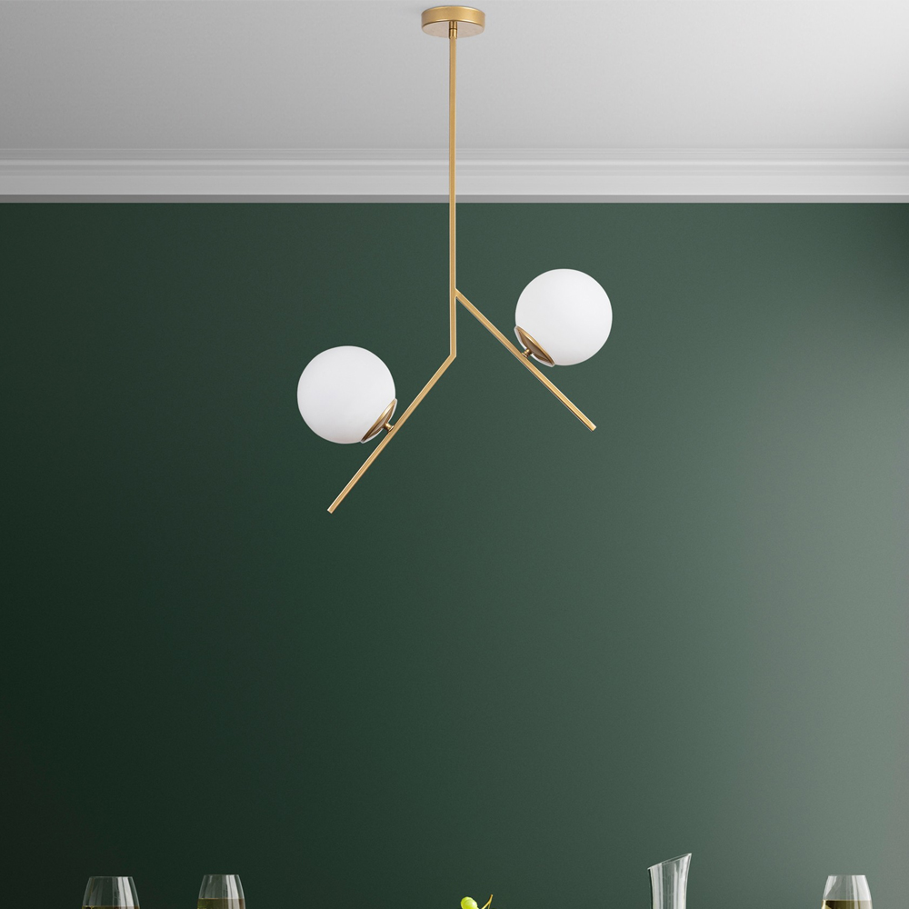 Dolunay 2 Light Metal Ceiling Pendant Light in Gold