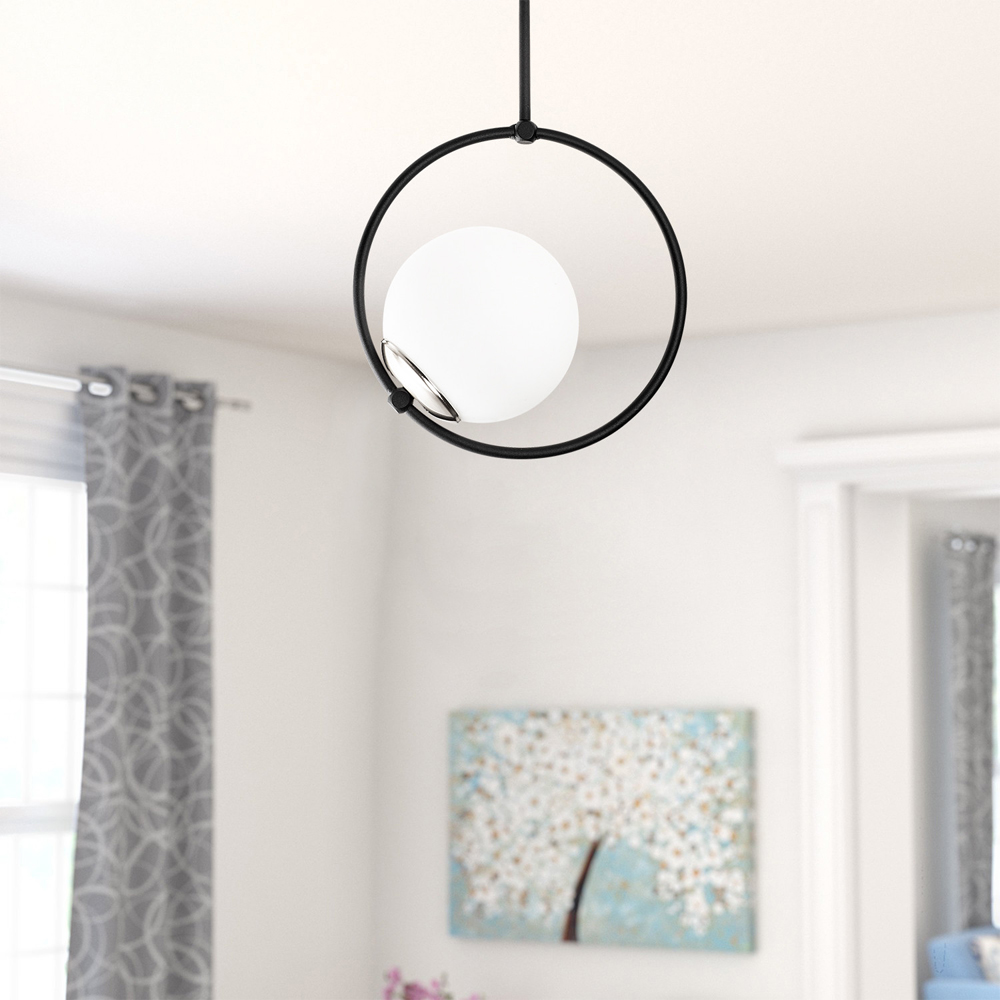 Dolunay Round Metal Ceiling Pendant Light in Black and White