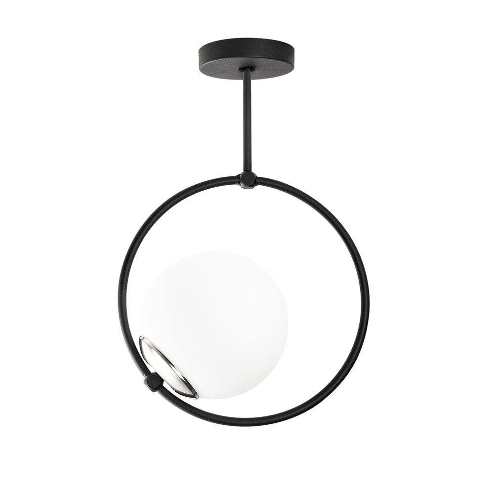 Dolunay Round Metal Ceiling Pendant Light in Black and White