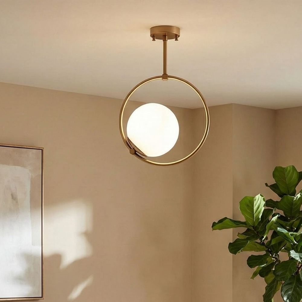 Dolunay Round Metal Ceiling Pendant Light in Gold