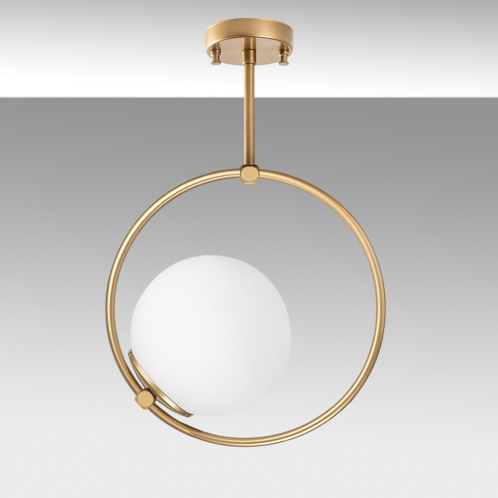 Dolunay Round Metal Ceiling Pendant Light in Gold