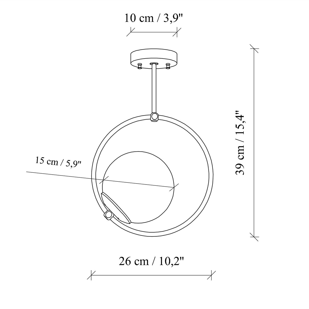 Dolunay Round Metal Ceiling Pendant Light in Gold