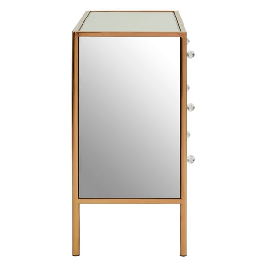 Dombay Mirrored Glass Chest Of 3 Drawers In Rose Gold_4