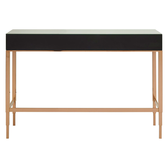 Dombay Mirrored Glass Console Table With 3 Drawers In Rose Gold_5