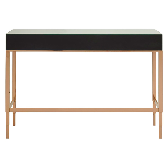 Dombay Mirrored Glass Console Table With 3 Drawers In Rose Gold