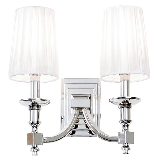 Product photograph of Domina 2 Lights White Fabric Wall Light In Nickel from Furniture in Fashion