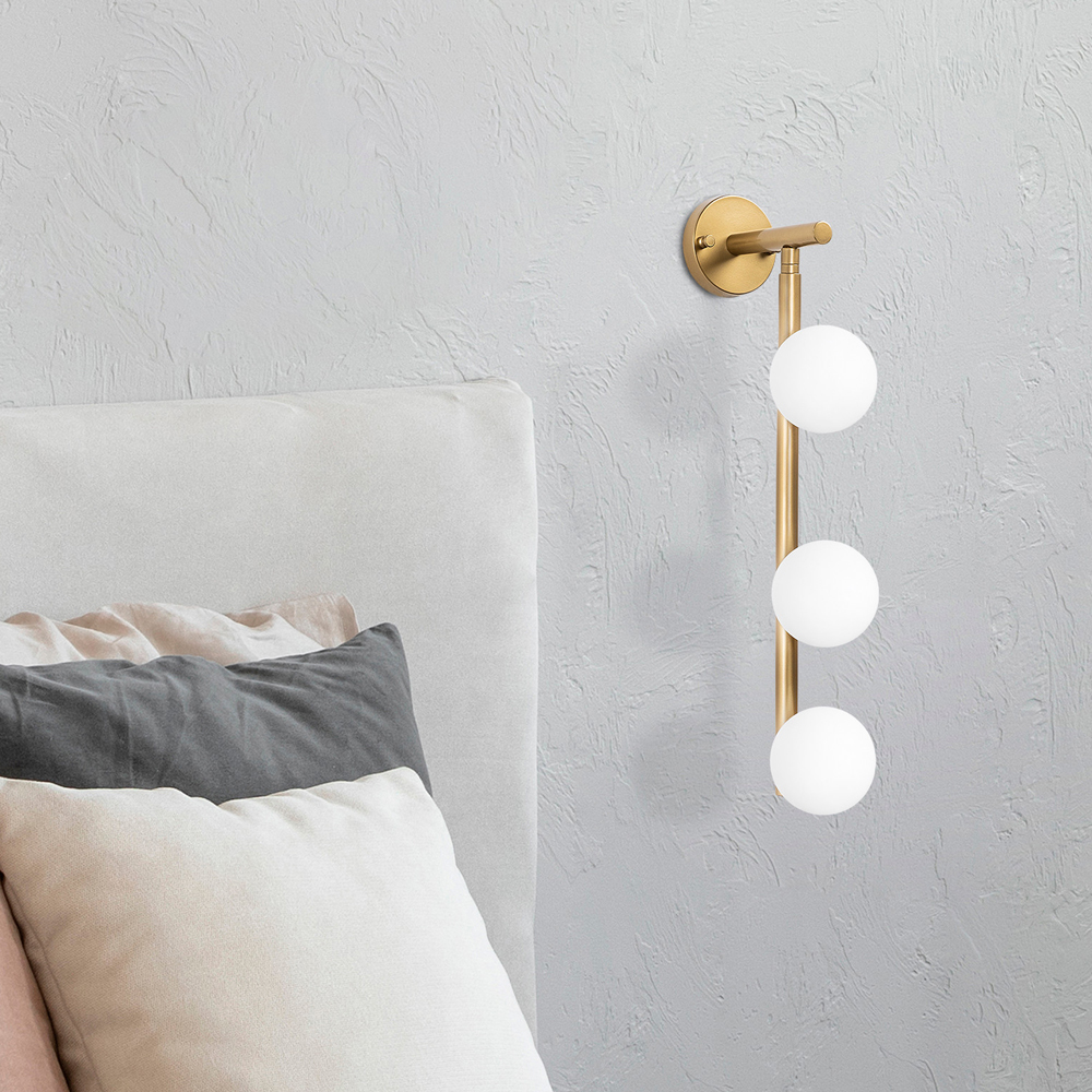 Domino 3 Light Metal Wall Light in Gold