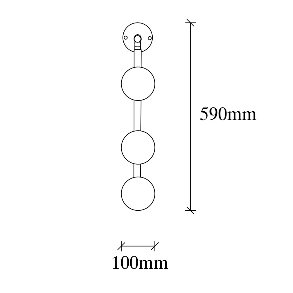 Domino 3 Light Metal Wall Light in Gold