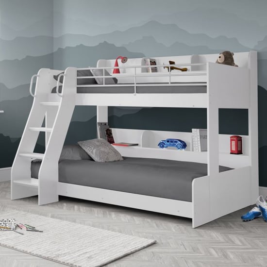 Dallyce Wooden Triple Sleeper Bunk Bed In White_1