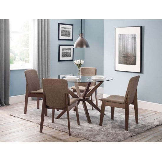Dodge Glass Dining Table In Clear With 4 Newbury Dining Chairs
