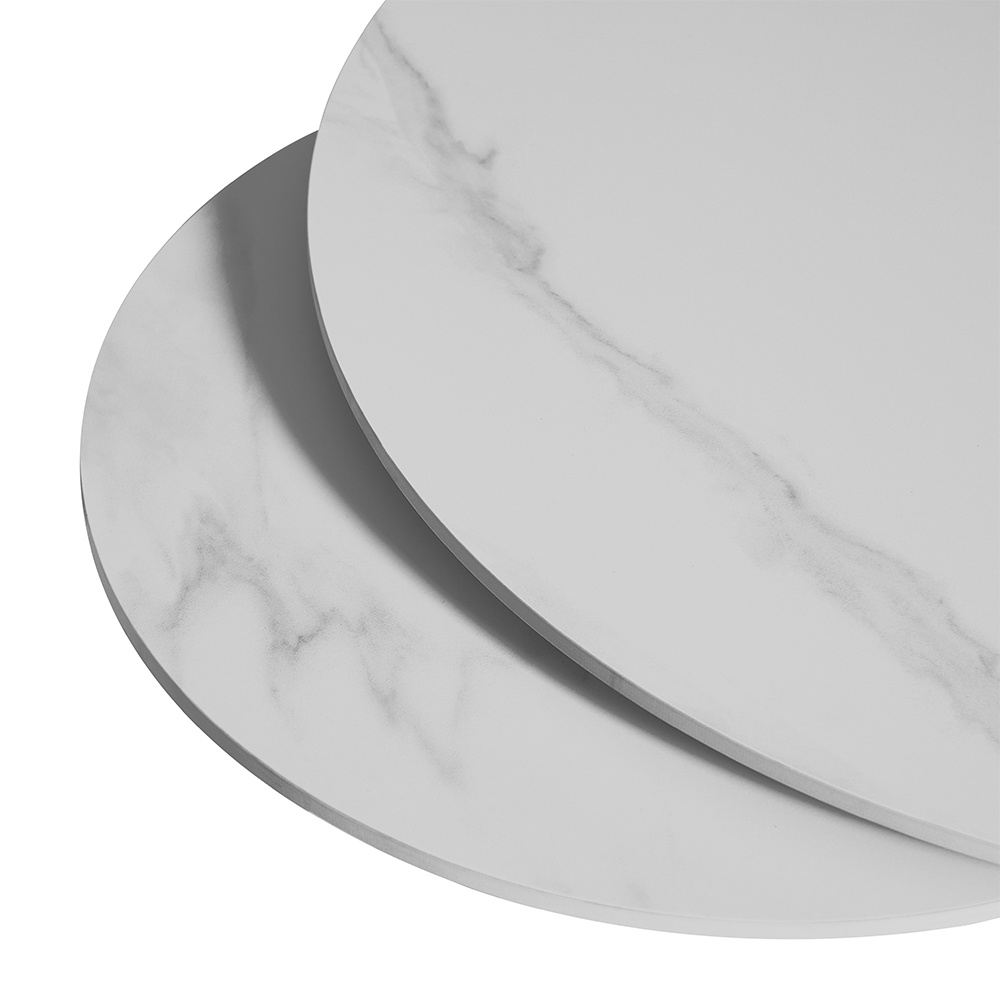 Donatella Magic Ring Swivel White Ceramic Coffee Table With Steel Base
