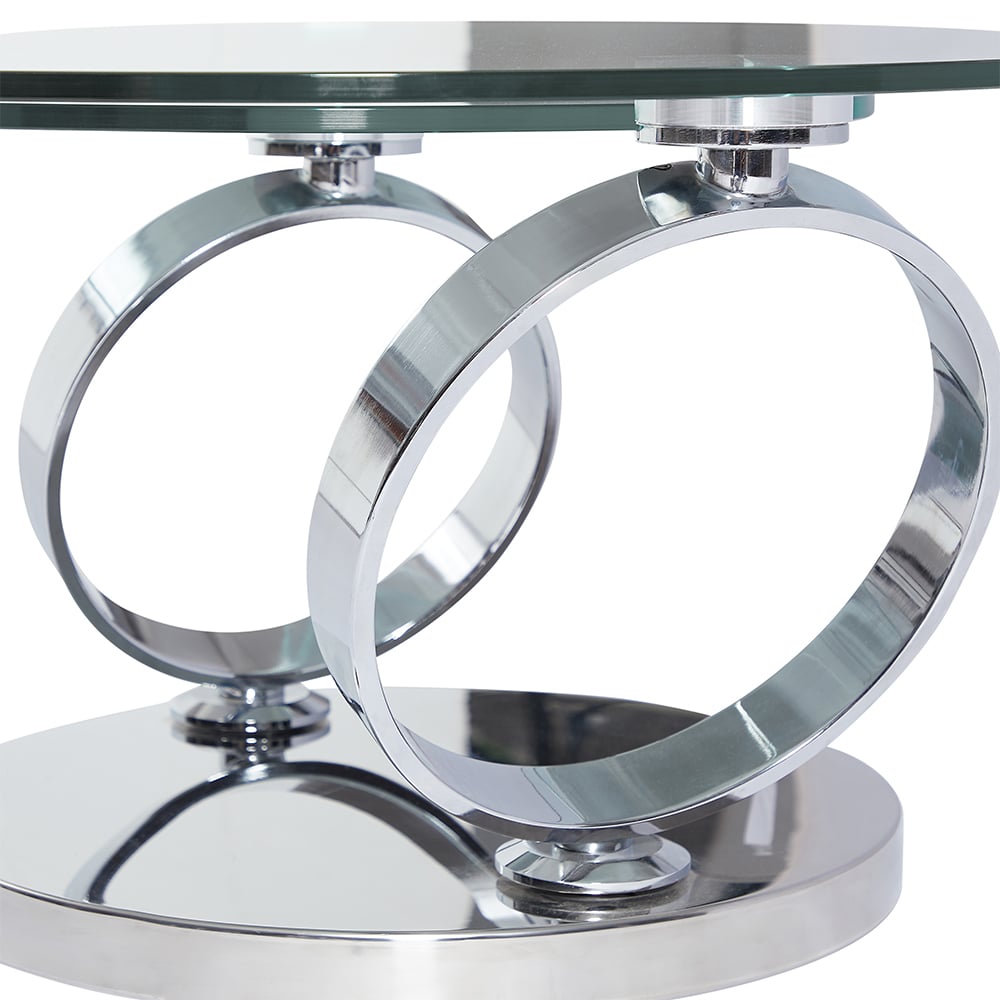 Donatella Magic Ring Swivel Clear Glass Coffee Table With Steel Base