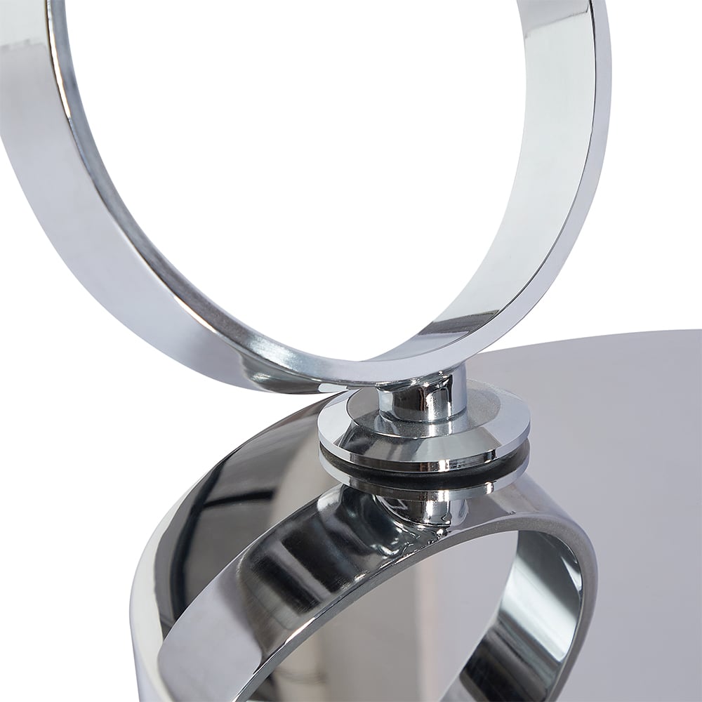 Donatella Magic Ring Swivel Clear Glass Coffee Table With Steel Base