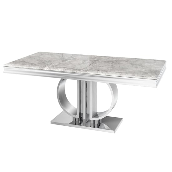 Photo of Deptford rectangular marble dining table in light grey