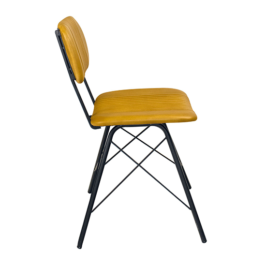 Donna Vintage Gold Genuine Leather Dining Chairs In Pair