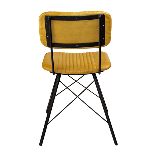 Donna Vintage Gold Genuine Leather Dining Chairs In Pair