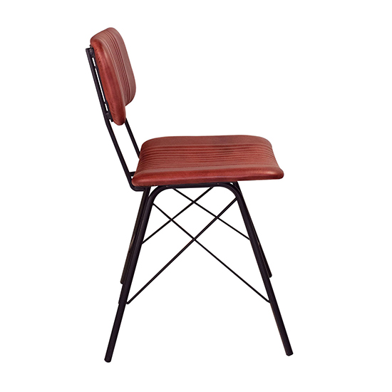 Donna Vintage Red Genuine Leather Dining Chairs In Pair
