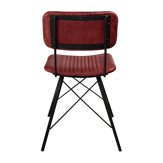 Donna Vintage Red Genuine Leather Dining Chairs In Pair