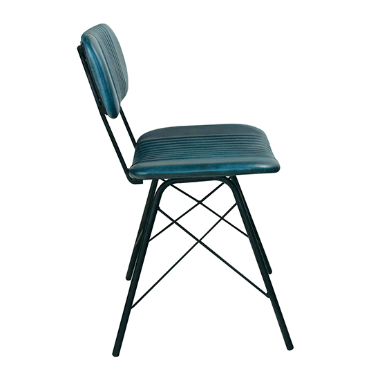 Donna Vintage Teal Genuine Leather Dining Chairs In Pair