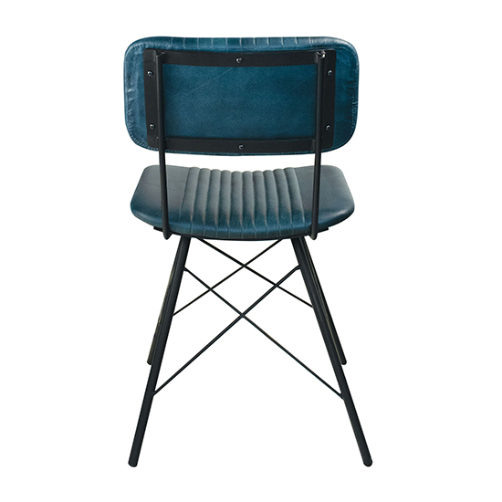 Donna Vintage Teal Genuine Leather Dining Chairs In Pair