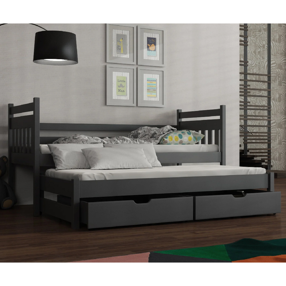 Read more about Donna wooden day bed with foam mattress and trundle in graphite