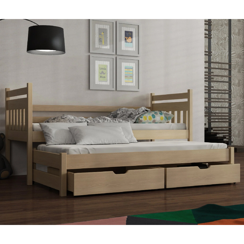 Read more about Donna wooden day bed with foam mattress and trundle in pine