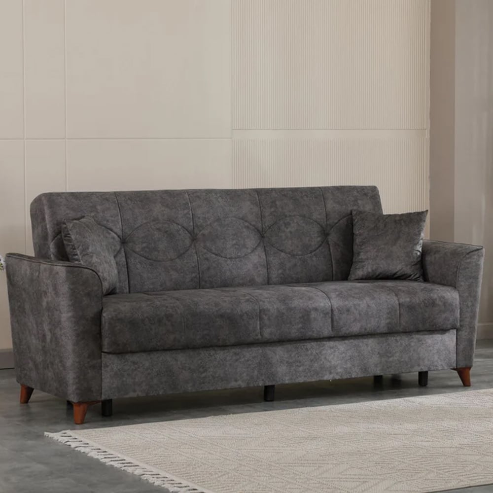 Read more about Donnie leather 3 seater sofa bed in grey