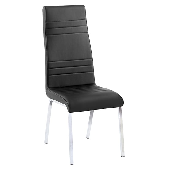 Dora Black Faux Leather Dining Chairs With Chrome Legs In Pair_2