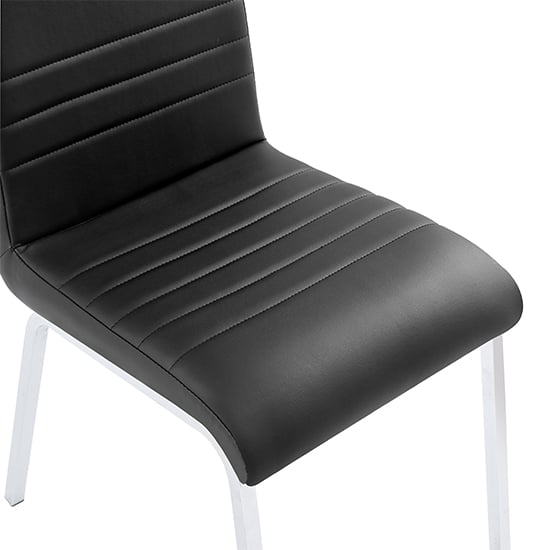 Dora Black Faux Leather Dining Chairs With Chrome Legs In Pair_3