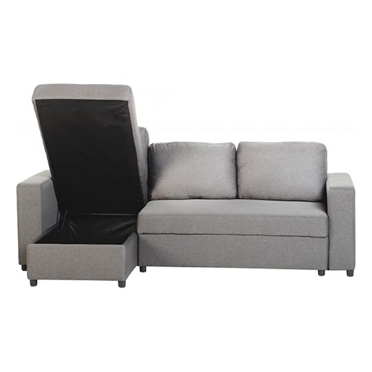 Dexter Fabric Corner Sofa Bed In Light Grey With Plastic Feet FiF