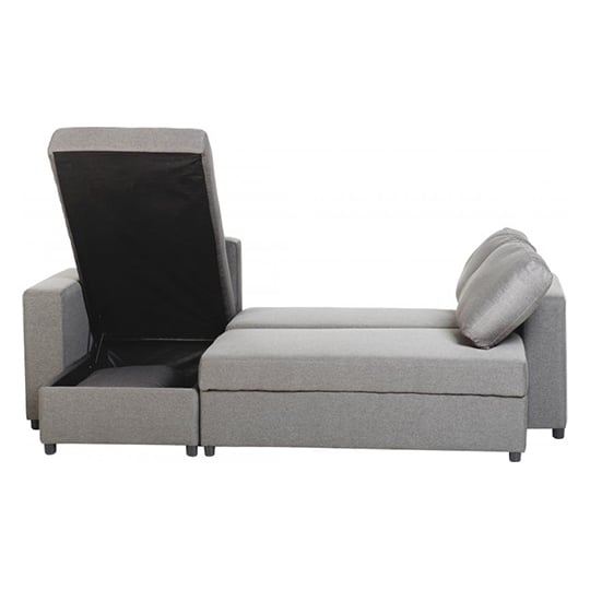 Dexter Fabric Corner Sofa Bed In Light Grey With Plastic Feet FiF