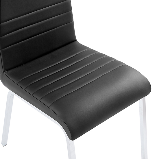 Dora Faux Leather Dining Chair In Black With Chrome Legs_2