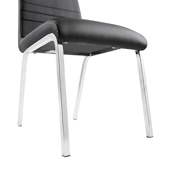 Dora Faux Leather Dining Chair In Black With Chrome Legs_3