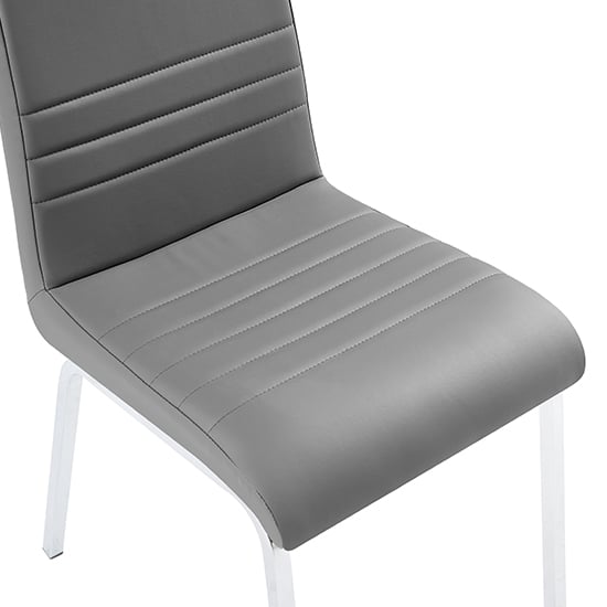 Dora Faux Leather Dining Chair In Grey With Chrome Legs_2