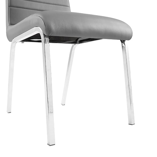 Dora Faux Leather Dining Chair In Grey With Chrome Legs_3